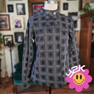Volcom Balancing Act Jacket Black White Op Art Mod Double Breasted Womens Size M